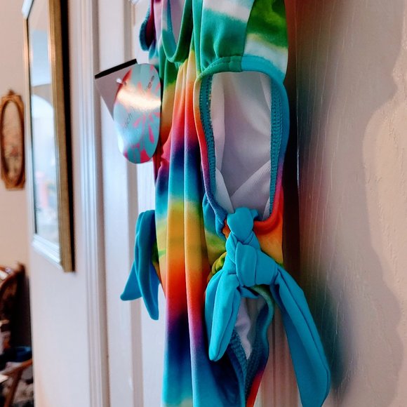 BNWT Sz 4 Gorgeous Bright-Colored Swimsuit 1-Piece w/Rhinestone Heart- SO PRETTY - Picture 6 of 10